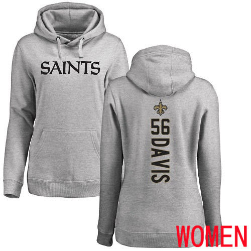 New Orleans Saints Ash Women DeMario Davis Backer NFL Football #56 Pullover Hoodie Sweatshirts->nfl t-shirts->Sports Accessory